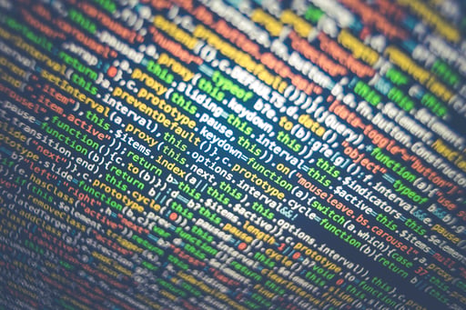 Lines of computer code in different colors.